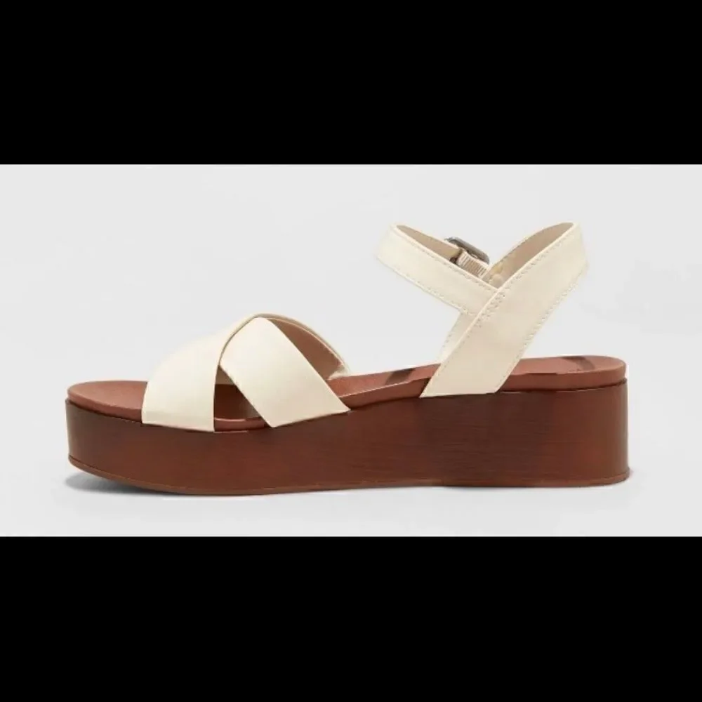 Universal Thread  leather wood Bottom  sandal -7